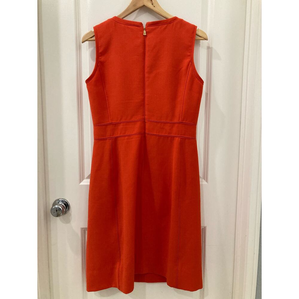 Tory Burch Mariel Orange & Gold Marmalade Knit Sleeveless Shift Dress Size 6 - Picture 6 of 14